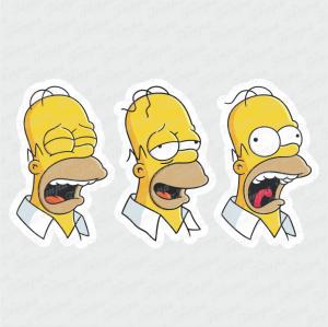Fases do Homer  - Os Simpsons Branco Brilho Orajet entre 3 e 9cm (Proporcional a imagem) 4x0 Fosco Emborrachado Detalhado 