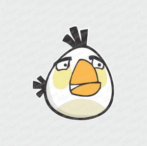 Matilda - Angry Birds Branco Brilho Orajet entre 3 e 15cm (Proporcional a imagem) 4x0 Fosco Emborrachado Detalhado 